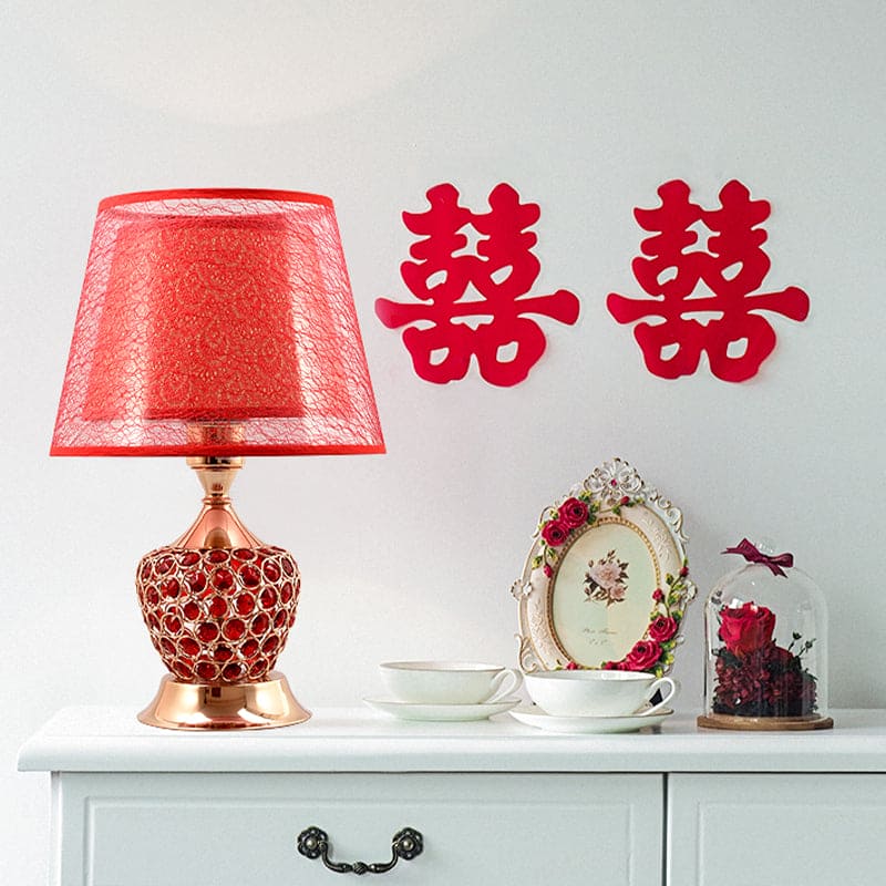Lámpara de Mesita de Noche Elegante en Forma de Urna con Pantalla Doble