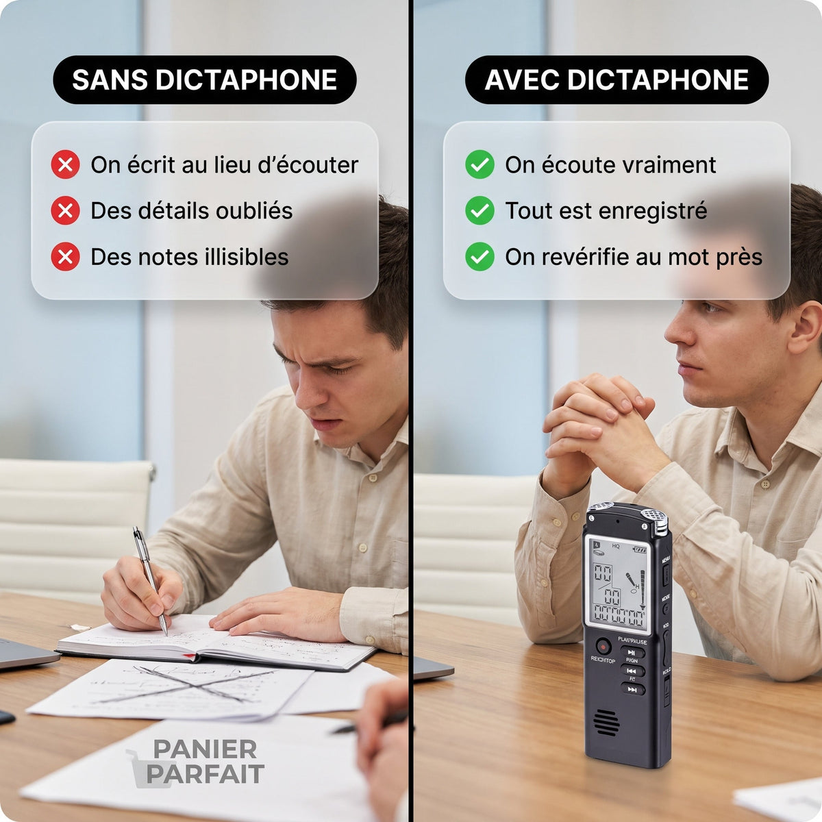 Dictaphone numérique portable à enregistrement vocal