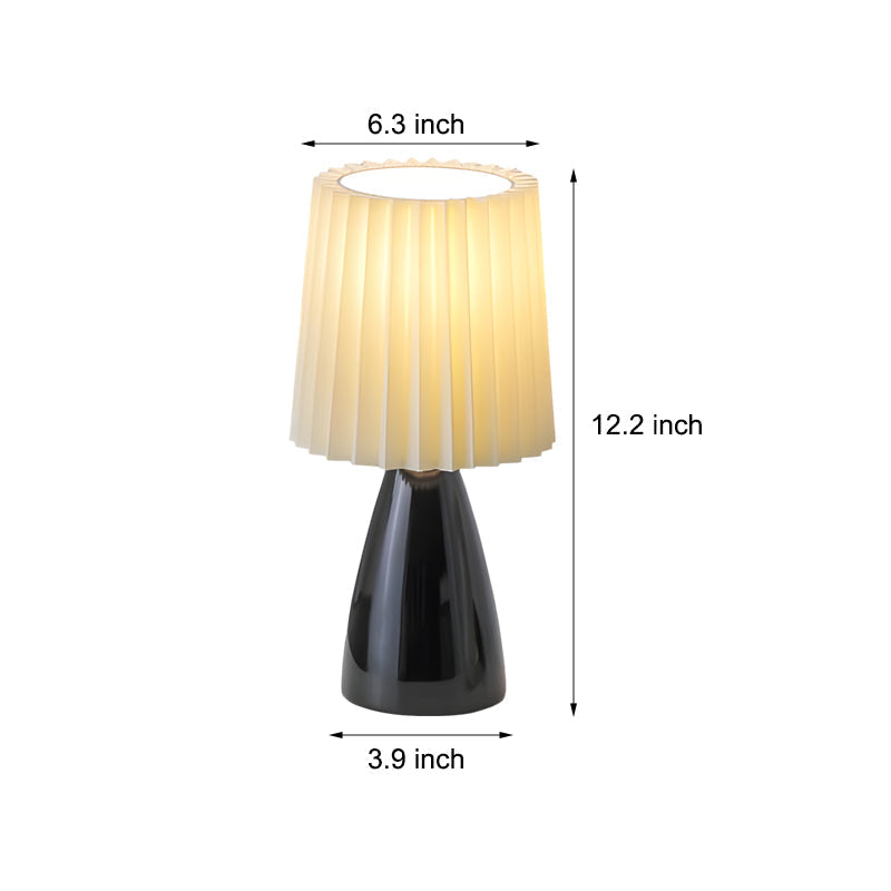 Lampe de table à tissu plissé avec base en verre et port USB 30 cm