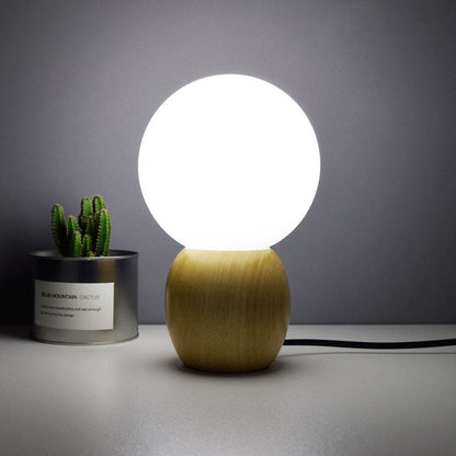 Lampe de nuit décorative à boules avec socle en bois
