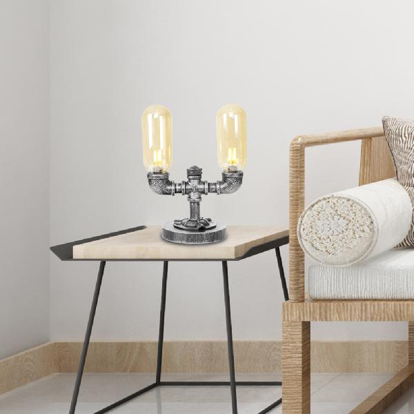 Lámpara de Mesa Elegante de Cristal Transparente con Pantalla Redonda