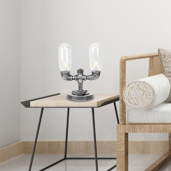 Lámpara de Mesa Elegante de Cristal Transparente con Pantalla Redonda