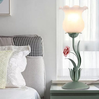 Lámpara de Mesa Decorativa con Flores para Dormitorio