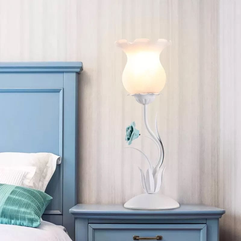 Lámpara de Mesa Decorativa con Flores para Dormitorio