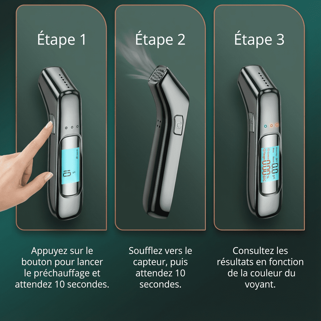 Alcotex™ – Alcoholímetro electrónico portátil de lectura rápida con pantalla LCD