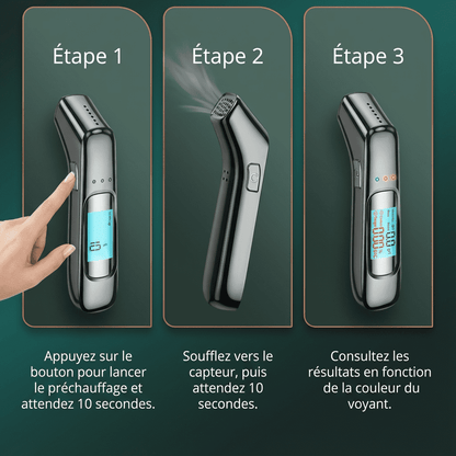 Alcotex™ – Alcoholímetro electrónico portátil de lectura rápida con pantalla LCD