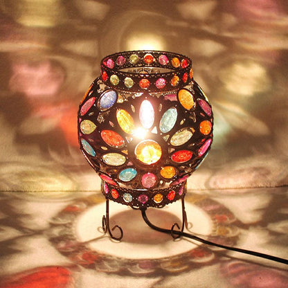 Table de nuit à éclairage ambiant perles acryliques