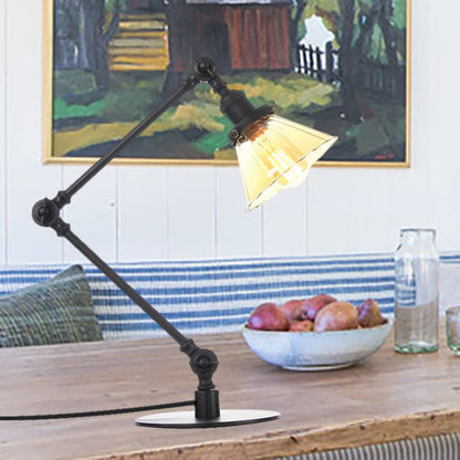Lampe de table élégante en verre transparent conique