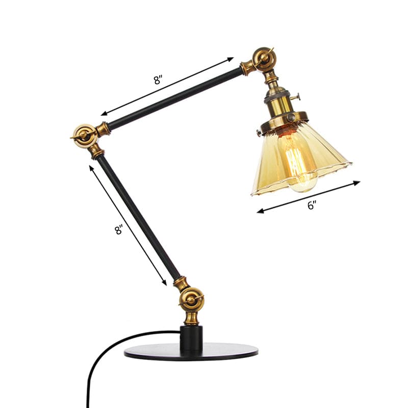 Lampe de table élégante en verre transparent conique