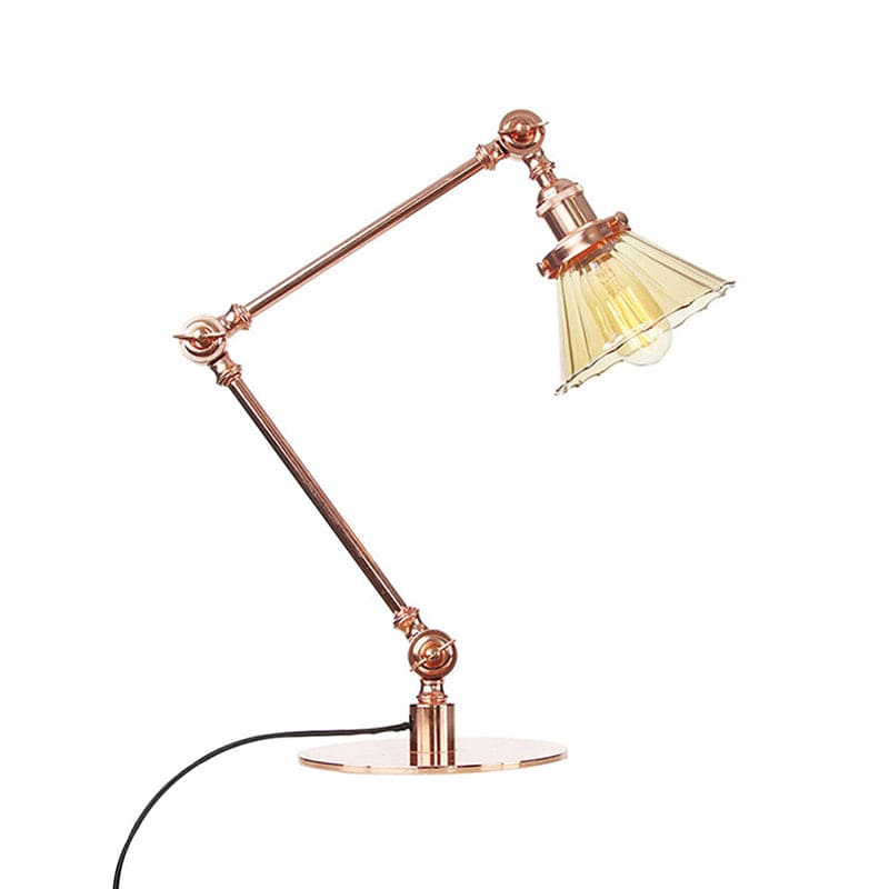 Lampe de table élégante en verre transparent conique