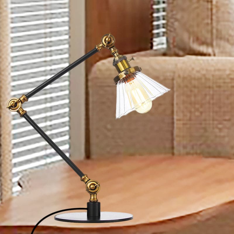 Lampe de table élégante en verre transparent conique