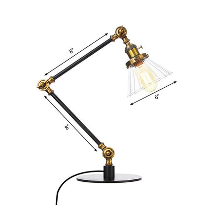 Lampe de table élégante en verre transparent conique