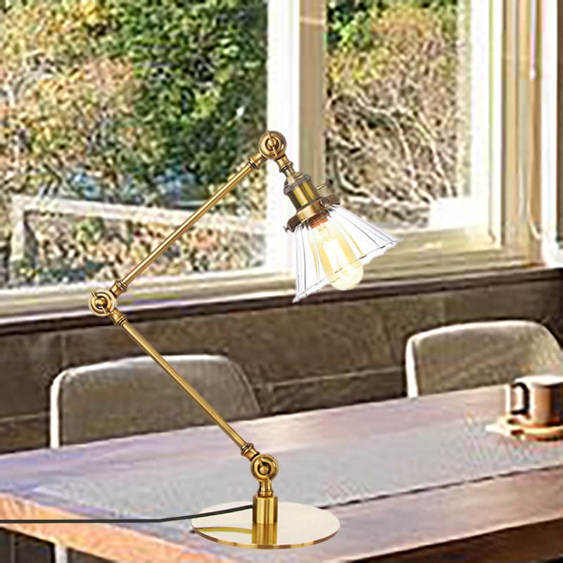 Lampe de table élégante en verre transparent conique