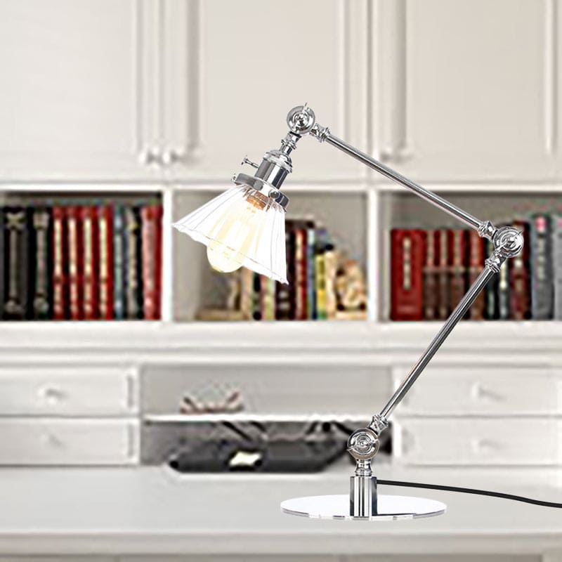 Lampe de table élégante en verre transparent conique