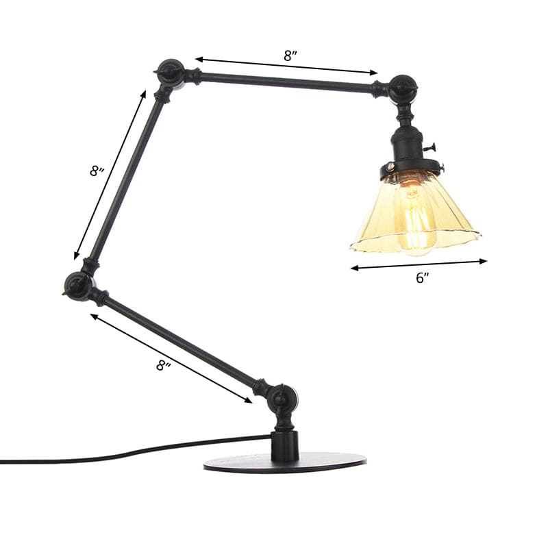 Lampe de table élégante en verre transparent conique