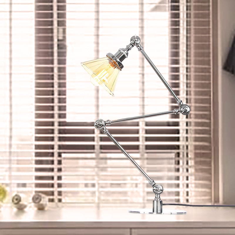 Lampe de table élégante en verre transparent conique