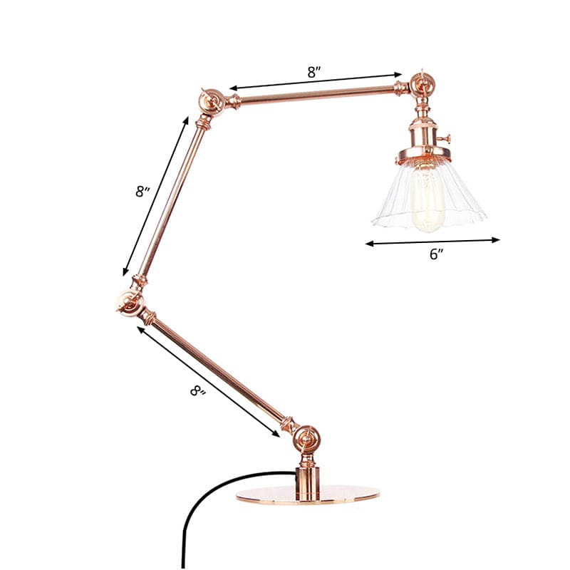 Lampe de table élégante en verre transparent conique