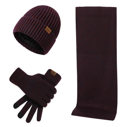 Conjunto de invierno cálido con gorro, bufanda y guantes