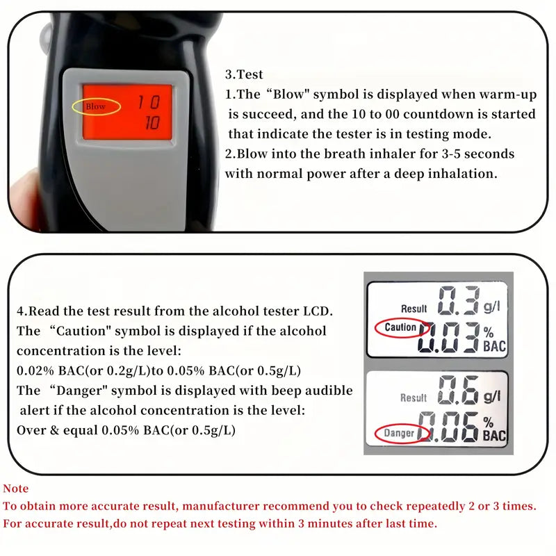 AlcoSense™ – Alcoholímetro digital electrónico portátil preciso y rápido