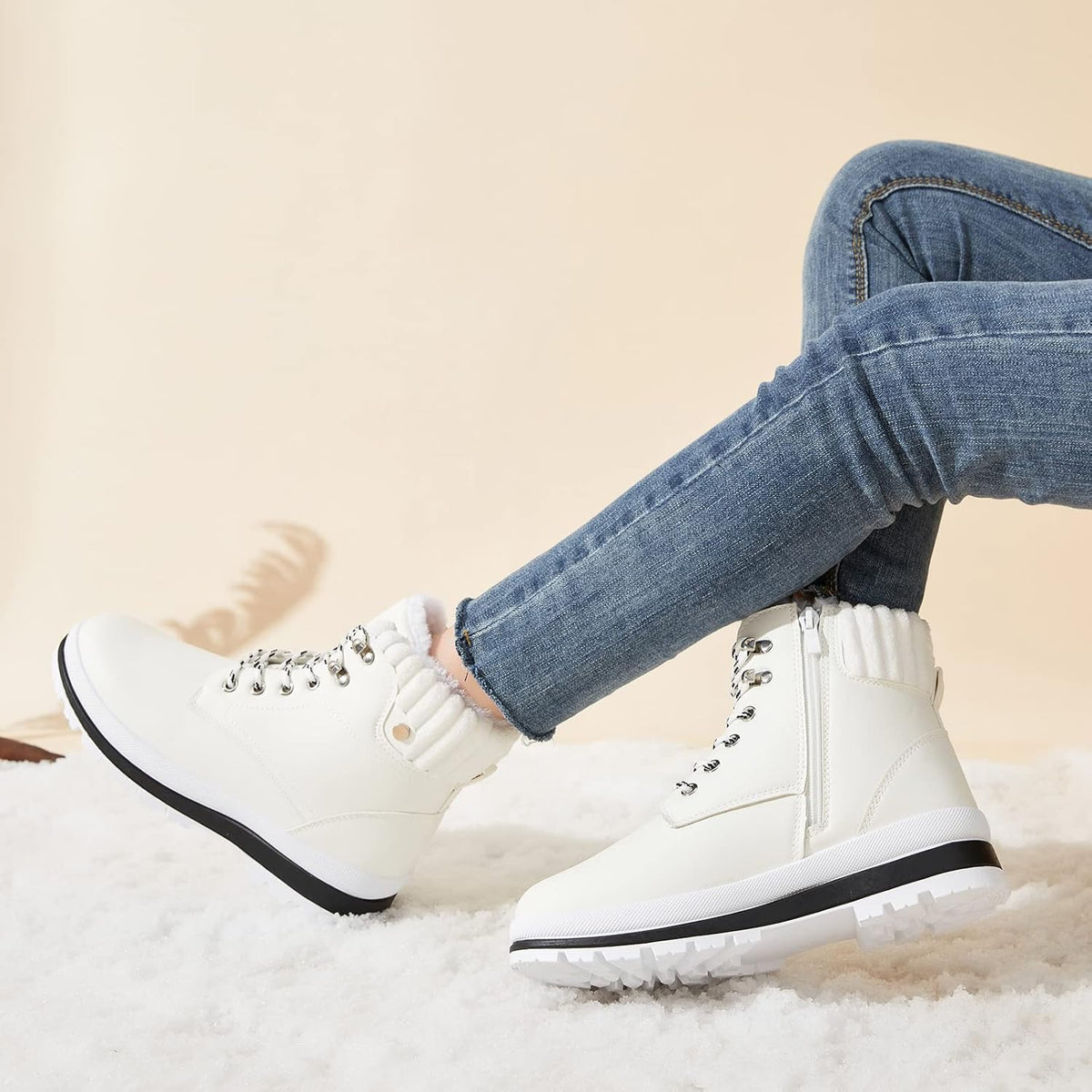 Bottes de combat doublées de fourrure isolantes