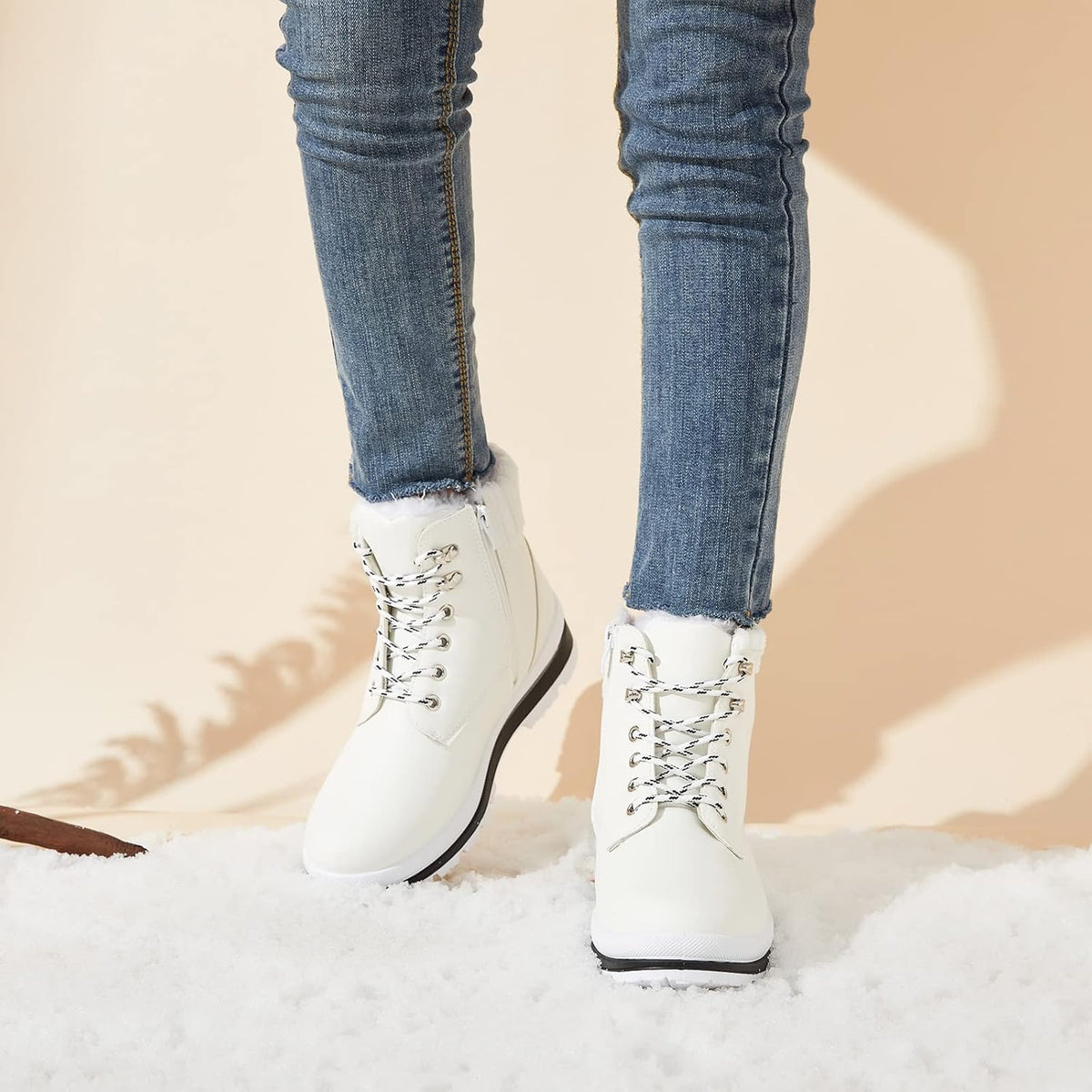 Bottes de combat doublées de fourrure isolantes
