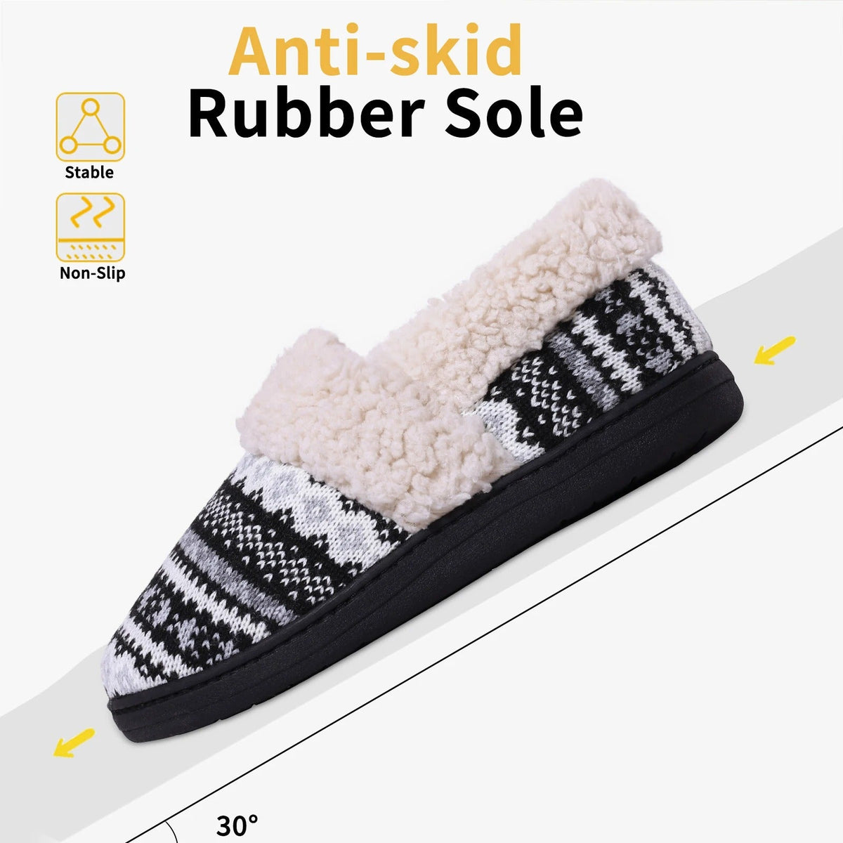 Pantoufles d’intérieur chaudes en tricot pelucheux hiver