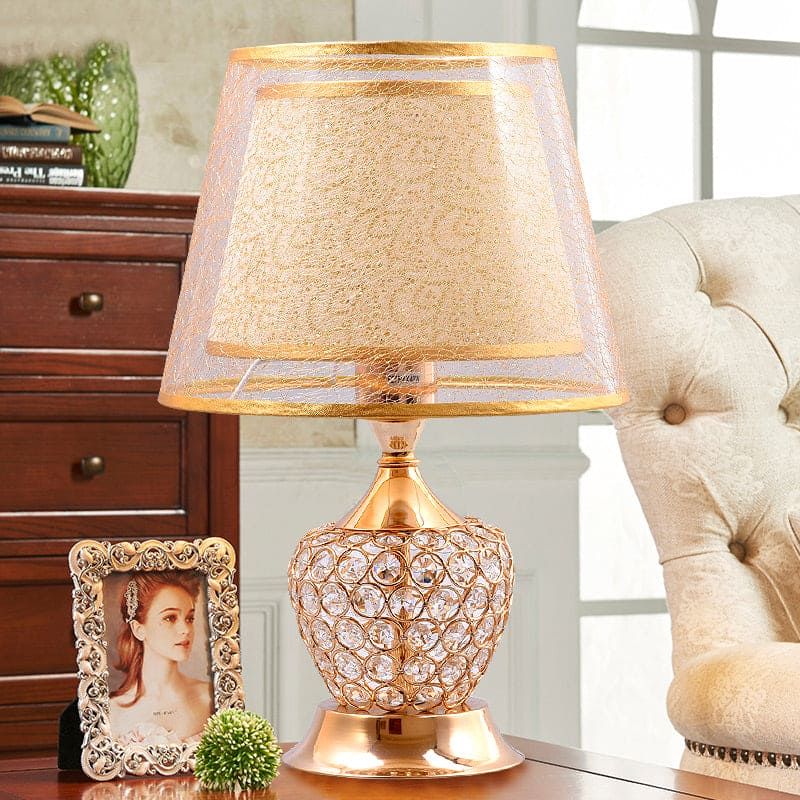 Lampe de Chevet Élégante en Forme d'Urne avec Abat-jour Double - Santeova