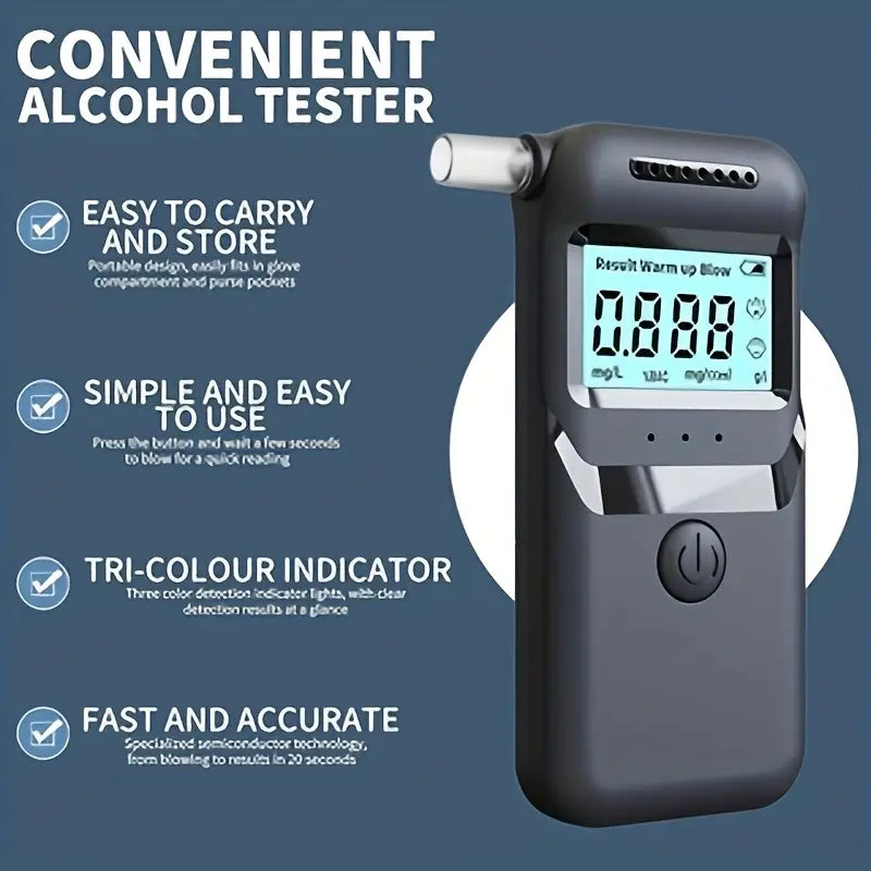 AlcoZen™ – Alcoholímetro Electrónico Portátil con Pantalla LCD Precisa