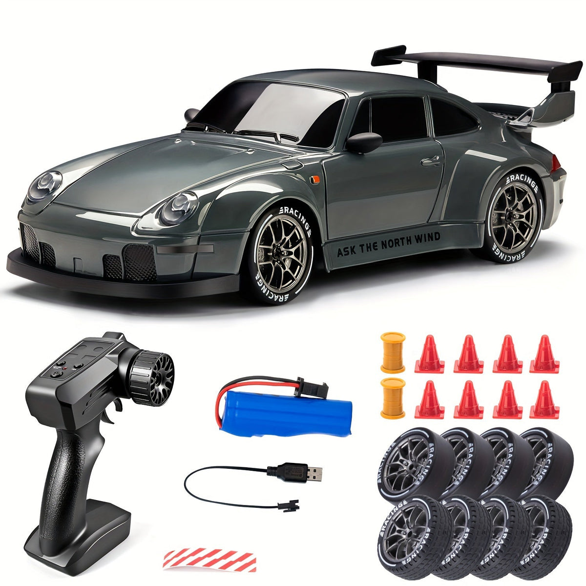 Voiture RC drift 4WD rechargeable 2,4 GHz à lumières LED