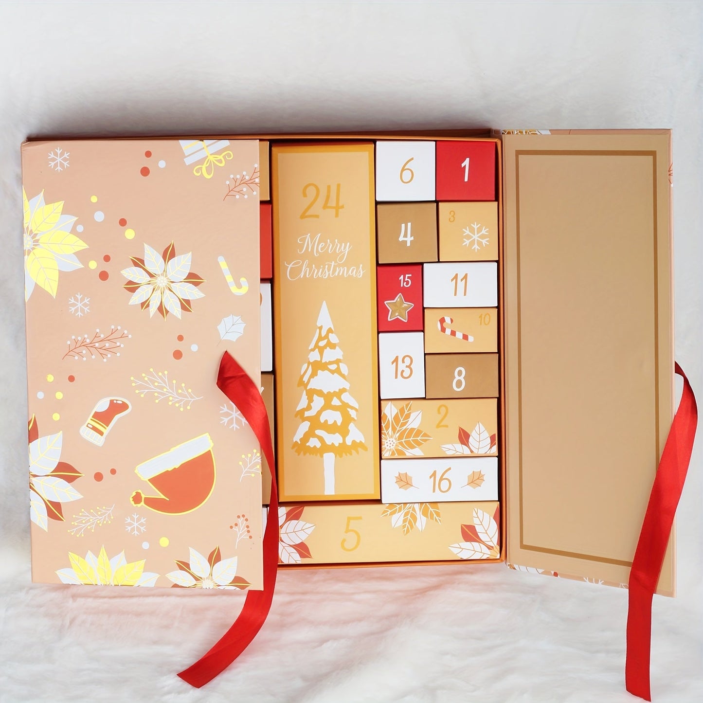 Calendario de Adviento de Navidad de 24 días de madera, caja sorpresa reutilizable para el hogar