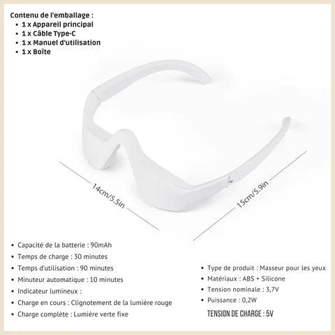 Appareil de massage oculaire portatif rechargeable