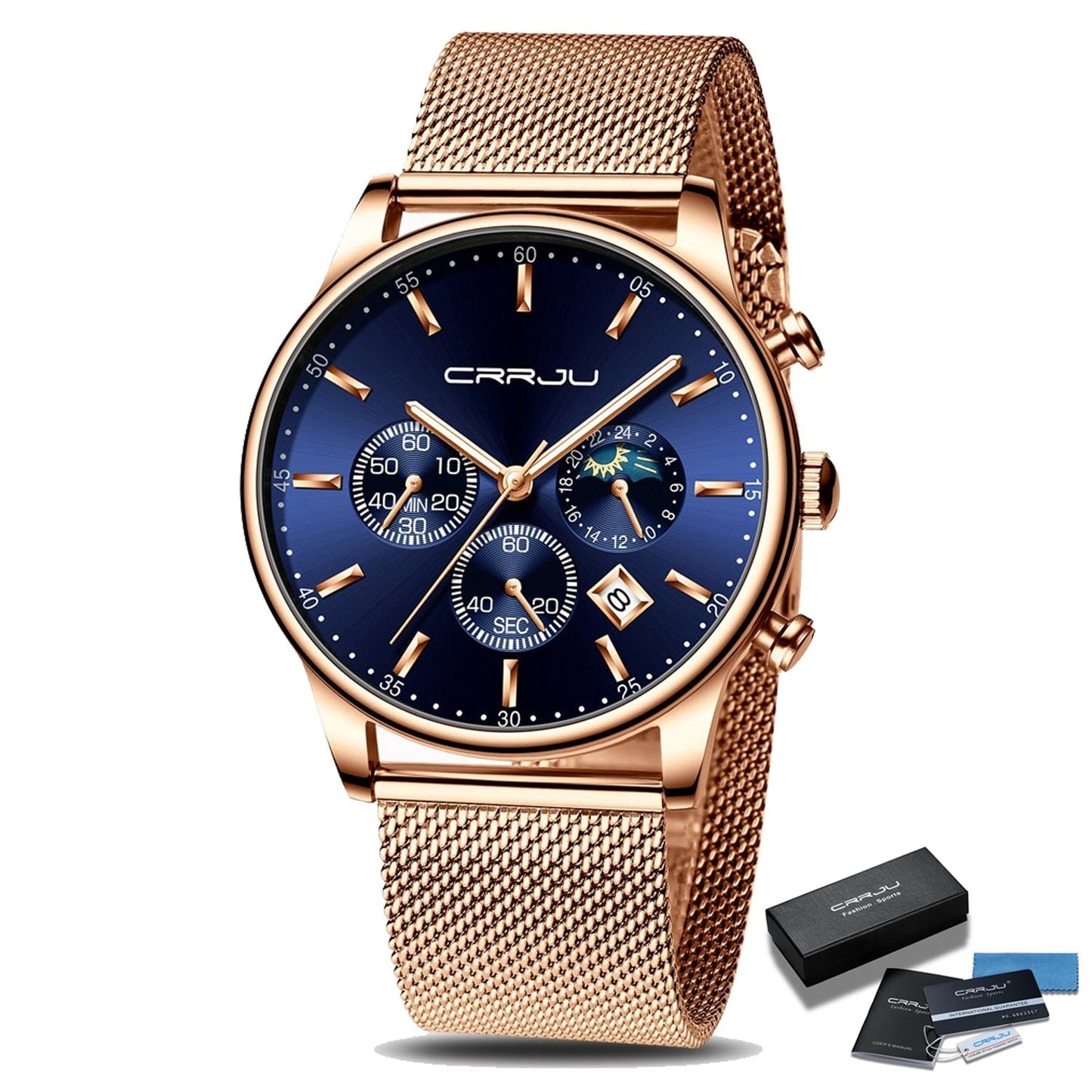 Reloj deportivo con correa metálica para hombre