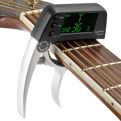 Afinador de guitarra y cejilla 2 en 1