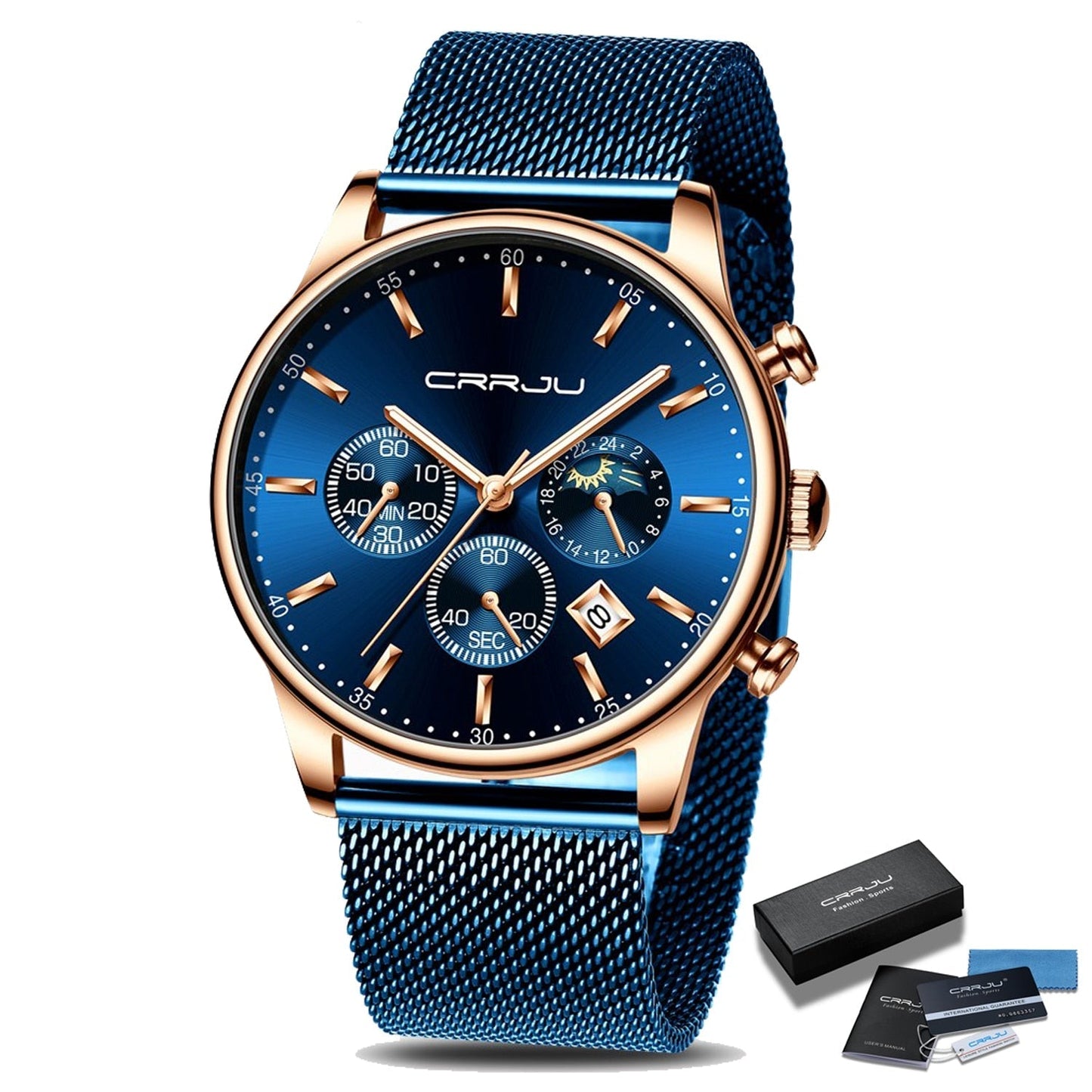 Reloj deportivo con correa metálica para hombre