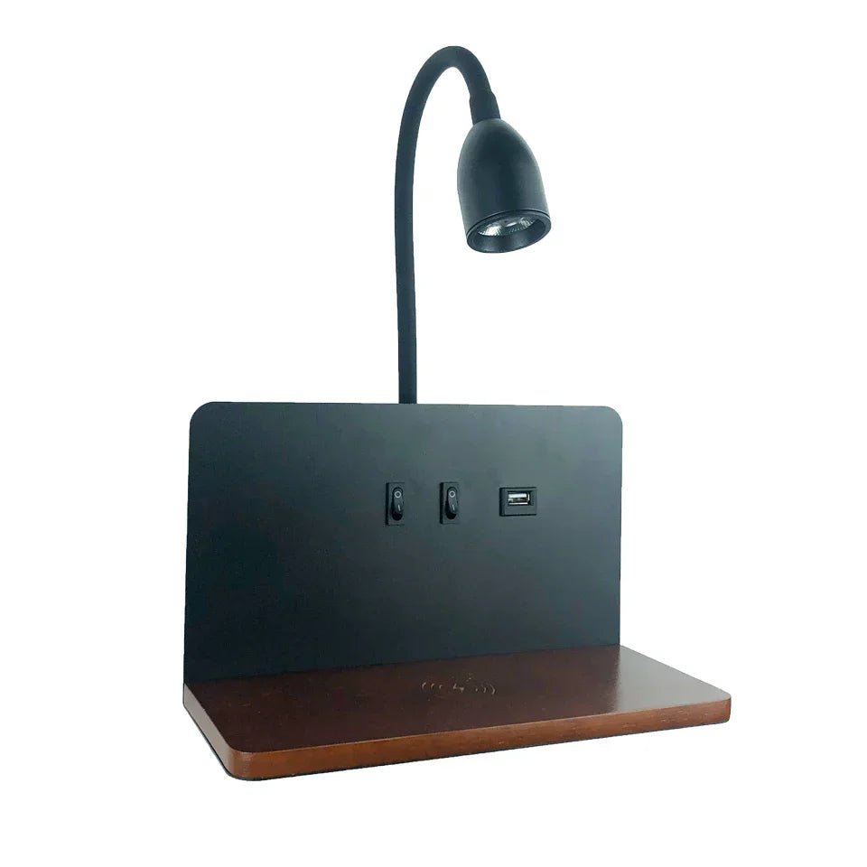 Lámpara de pared LED con toma USB