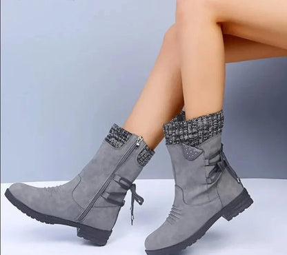 Bottes en daim élégantes à talon moyen