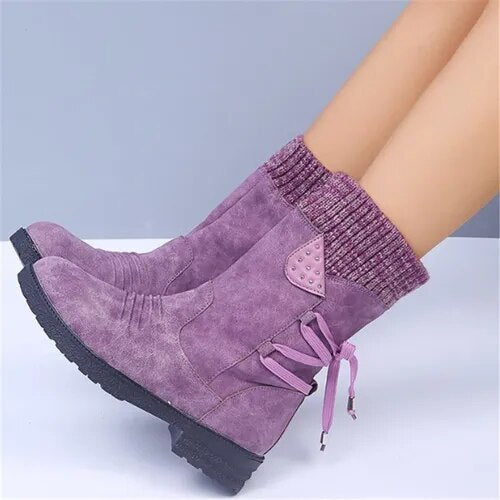 Bottes en daim élégantes à talon moyen