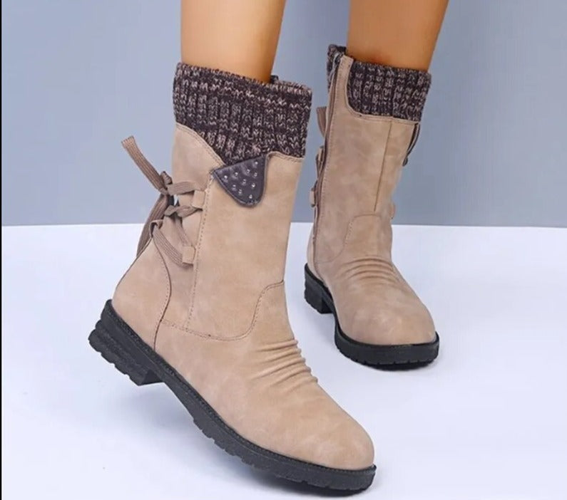Bottes en daim élégantes à talon moyen