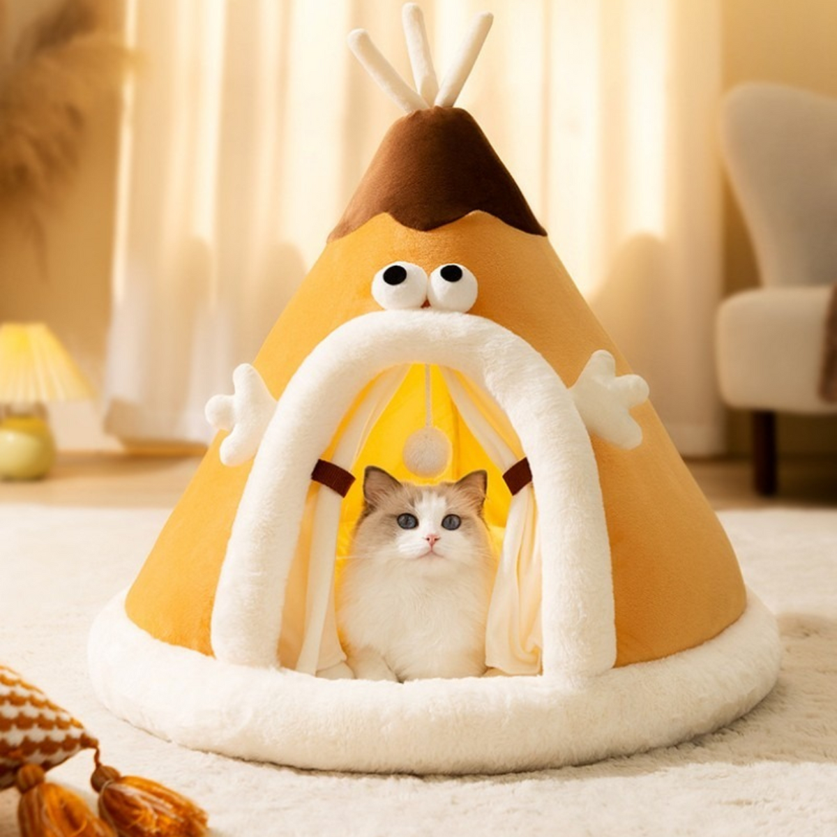 Nid pour chat en forme de tente en tissu doux