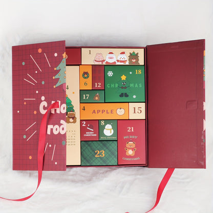Calendario de Adviento de Navidad de 24 días de madera, caja sorpresa reutilizable para el hogar