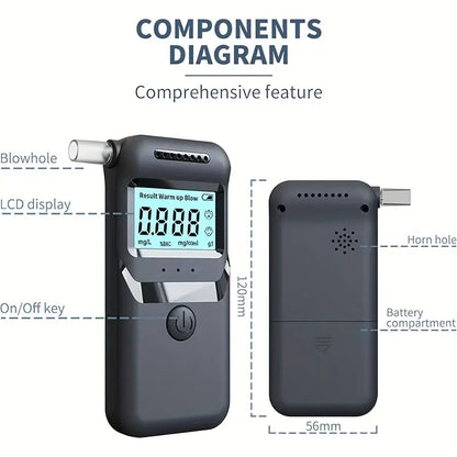 AlcoZen™ – Alcoholímetro Electrónico Portátil con Pantalla LCD Precisa