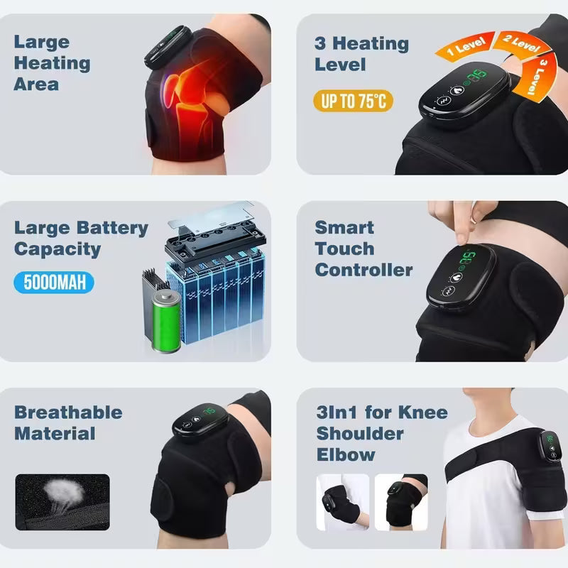 ThermaFlex™ – Rodillera térmica vibratoria para rodilla, codo y hombro