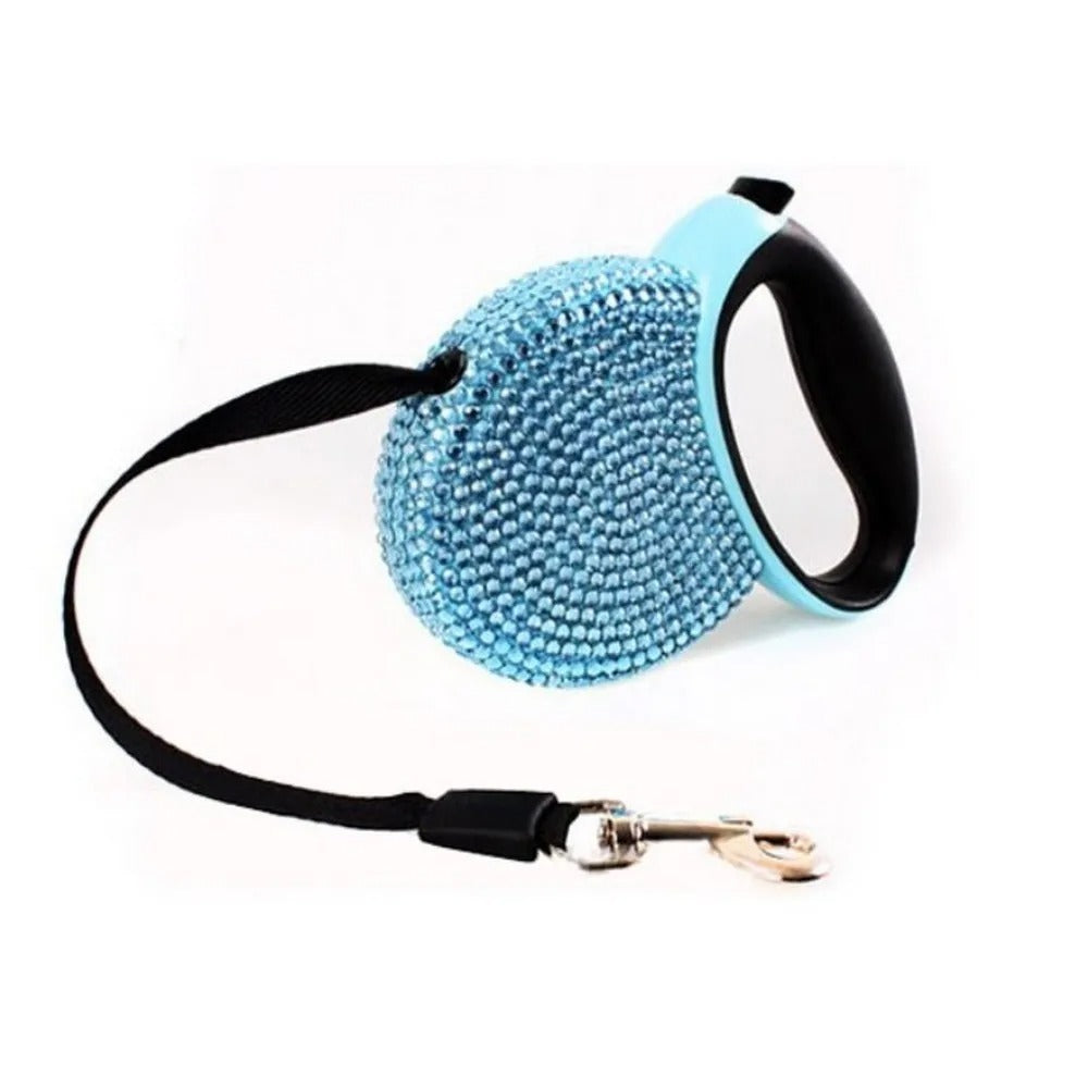 Correa retráctil elegante de cristal para perros