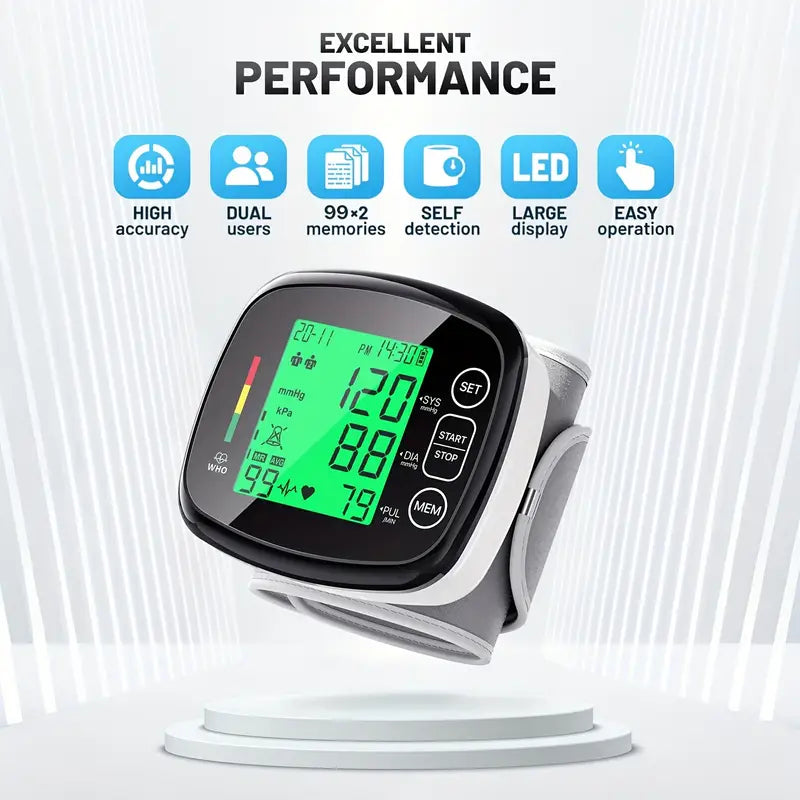 Vitapulse™ – Tensiómetro de Muñeca Automático con Pantalla LCD Grande
