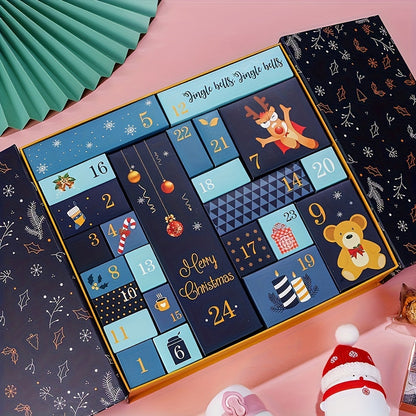 Calendario de Adviento de Navidad de 24 días de madera, caja sorpresa reutilizable para el hogar
