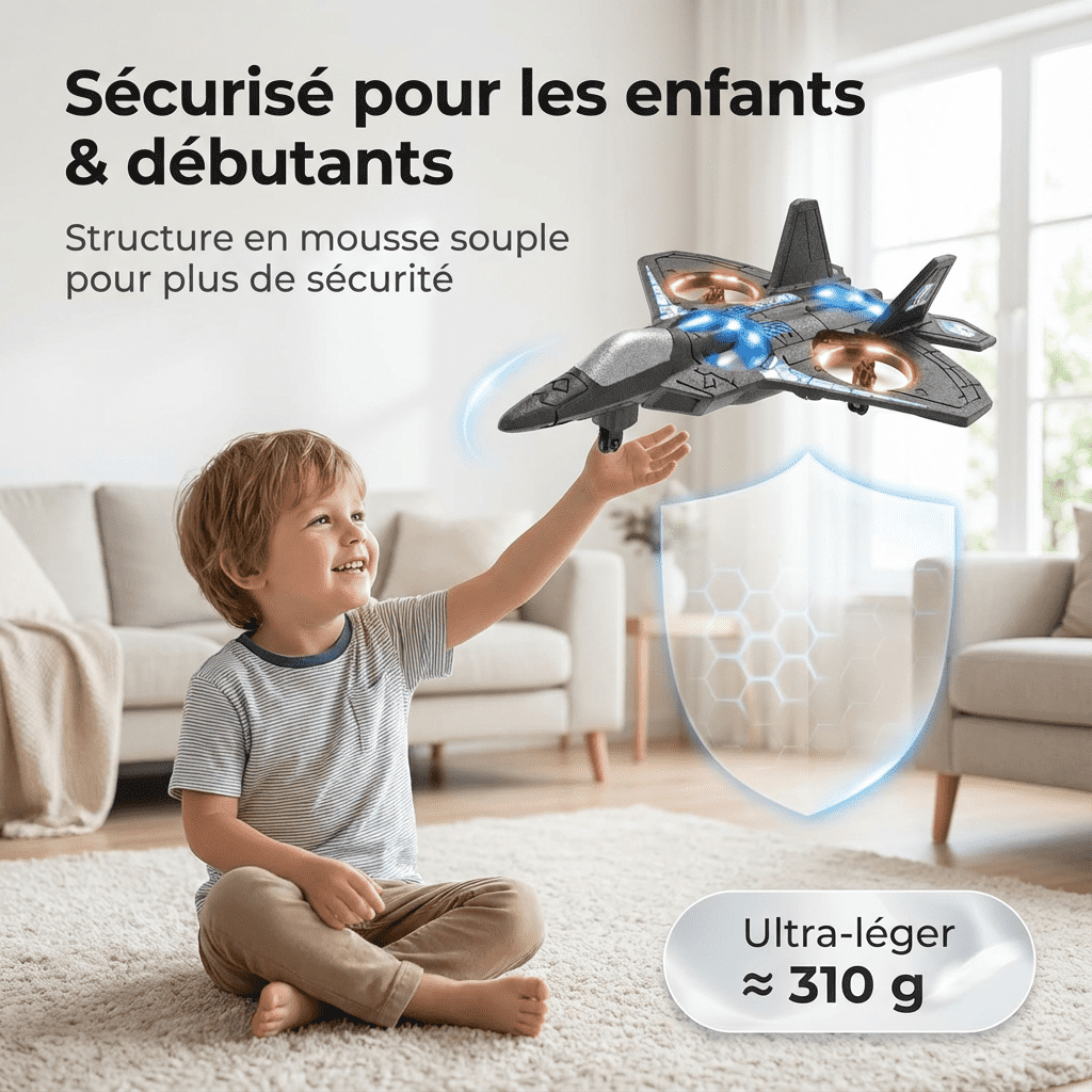 Avion télécommandé lumineux à LED pour enfants