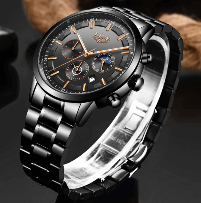 Montre-bracelet militaire avec bracelet acier noir