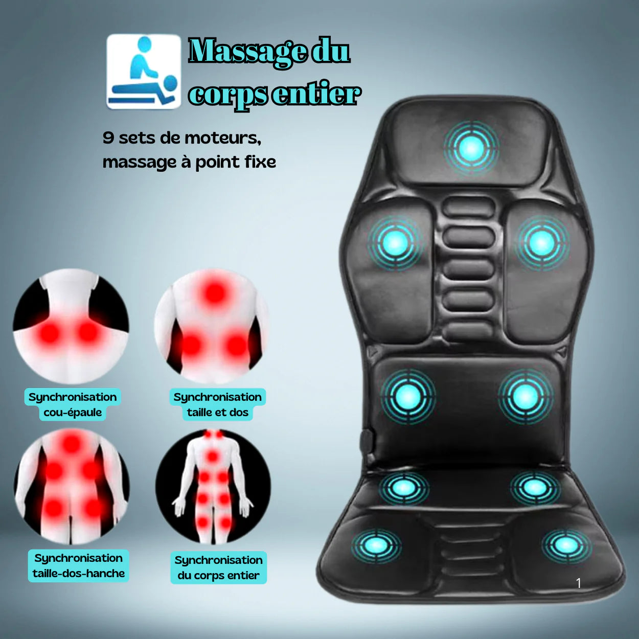Cojín de Masaje Shiatsu Calentado con 8 Modos